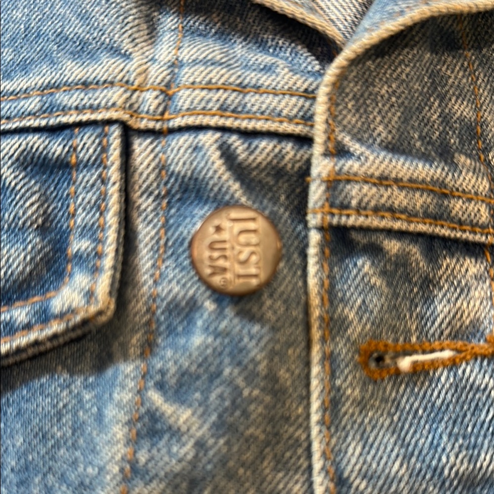 JUST USA Blue Denim Vest with Lace Collar - Picture 7 of 9